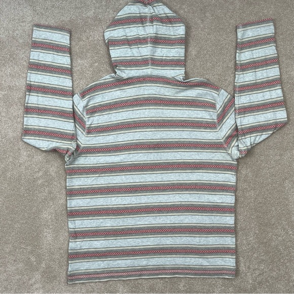 Lucky Brand Knit Wear Hoodie Large Gray & Red Stripe Pullover Casual Preppy Men - Picture 14 of 15